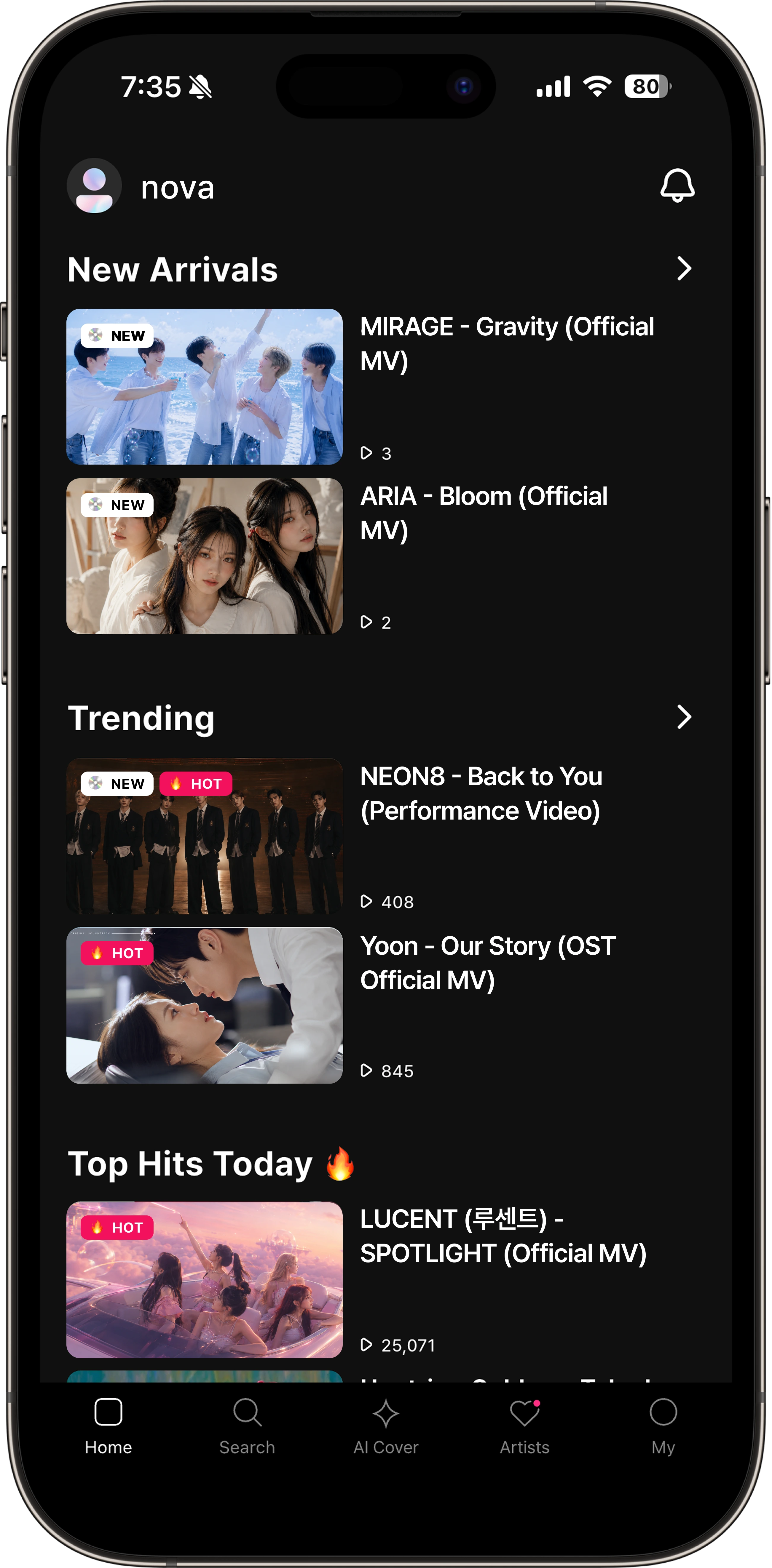 KPOP PRO app home screen